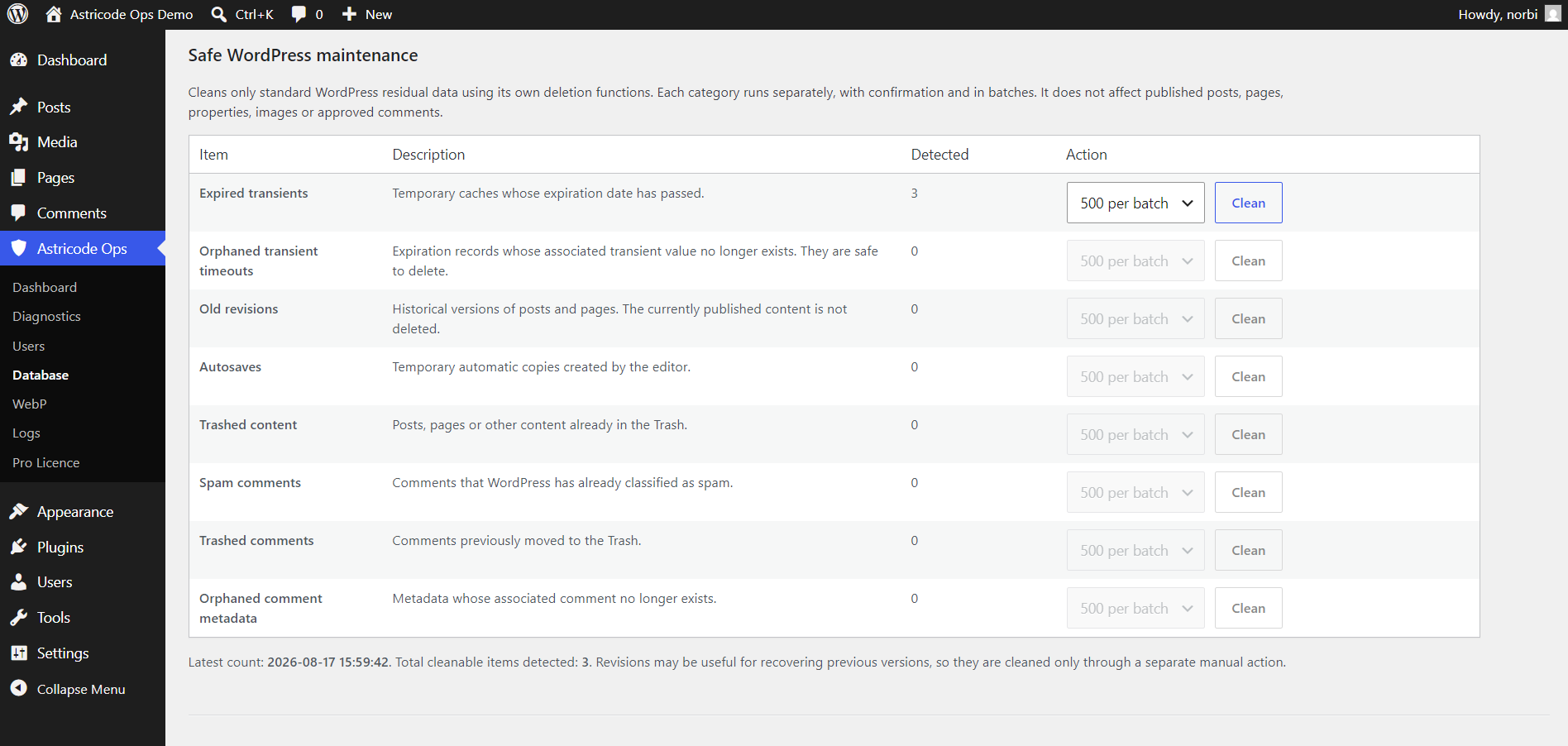 Astricode Ops database-after-orphan-commentmeta-cleanup